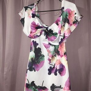 Floral green purple pink white dress